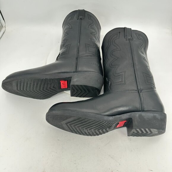 Durango Men Size UK 9 US 10 Black Leather Cowboy Pull On Western Boot - Picture 7 of 14